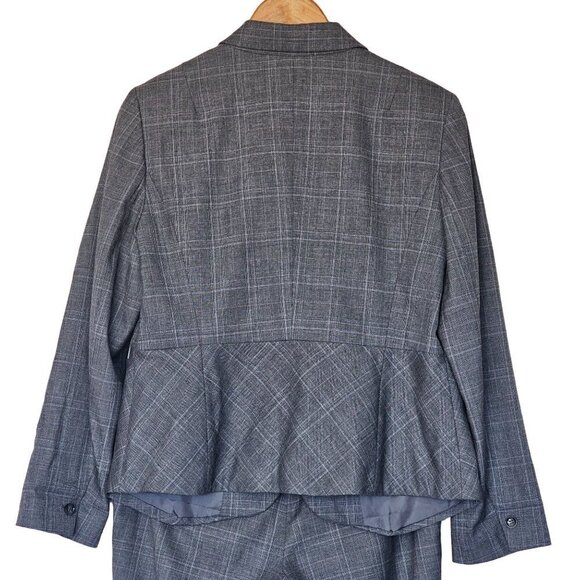 Ann Taylor Signature Plaid Blazer Jacket Pant 2pc Suit Set Gray Women's S/M - Picture 9 of 16